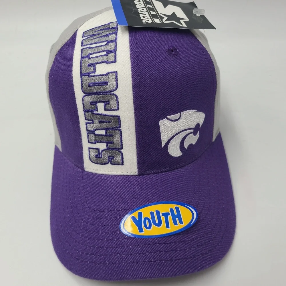 Vintage Youth Kansas State Wildcats Hat Adjustable Starter Purple Gray NCAA KSU
